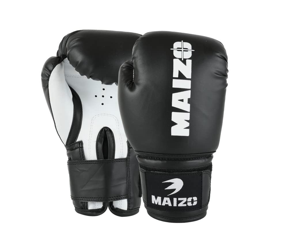 Boxing Gloves Maizo Striker Training Moulded Padding Gloves Stitching/Fighting/Training Gloves for Combat Boxing Gloves for Men & Women (10oz, Black White)-image-31