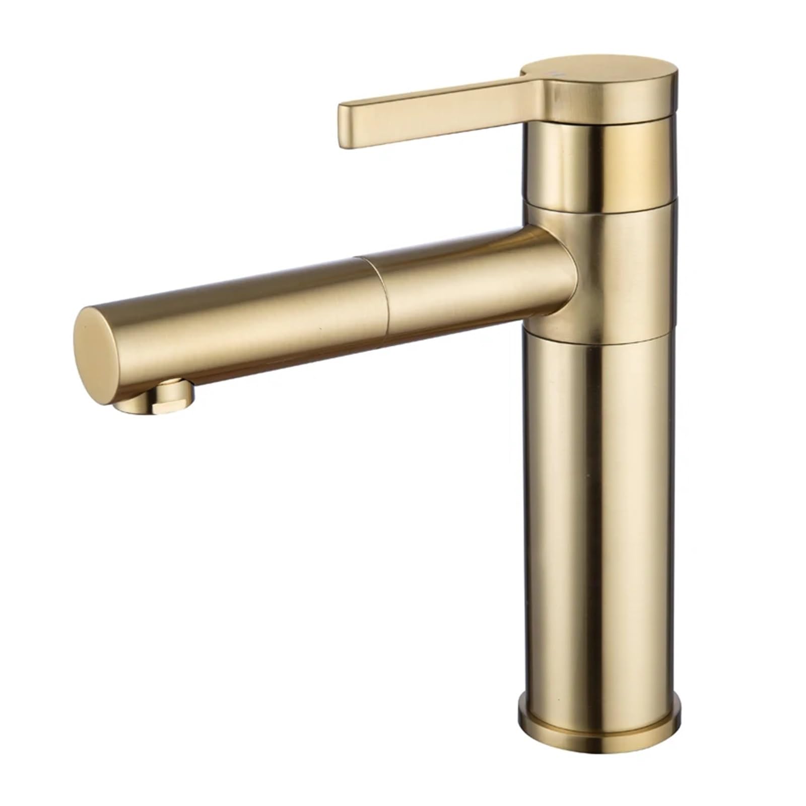 Grifo de lavabo de latón dorado cepillado mezclador agua fría y caliente giratorio 360