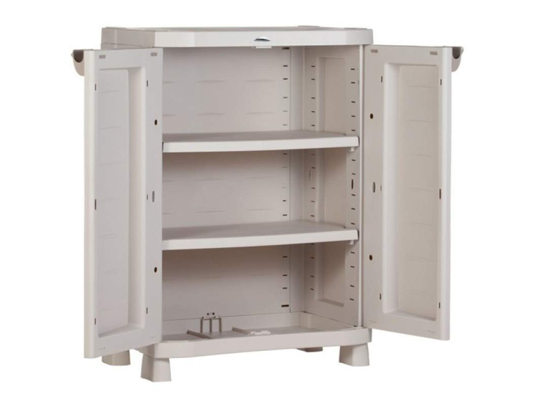Armario bajo 2 baldas resina beige 70x44x88 tryun