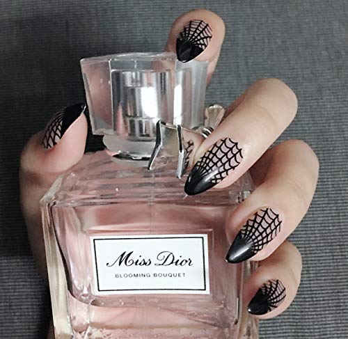 Stiletto Fake Nails Spider Net Pattern Artificial Nails Long Full Cover False Nails 24PCS/Set