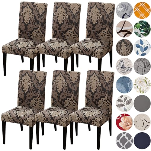HZDHCLH Chair Covers for Dining Room 6 Pack,Stretch Spandex Parsons Chair Slipcover Set of 6,Washable Anti-dust Chair Seat Cover for Kitchen,Wedding,Party