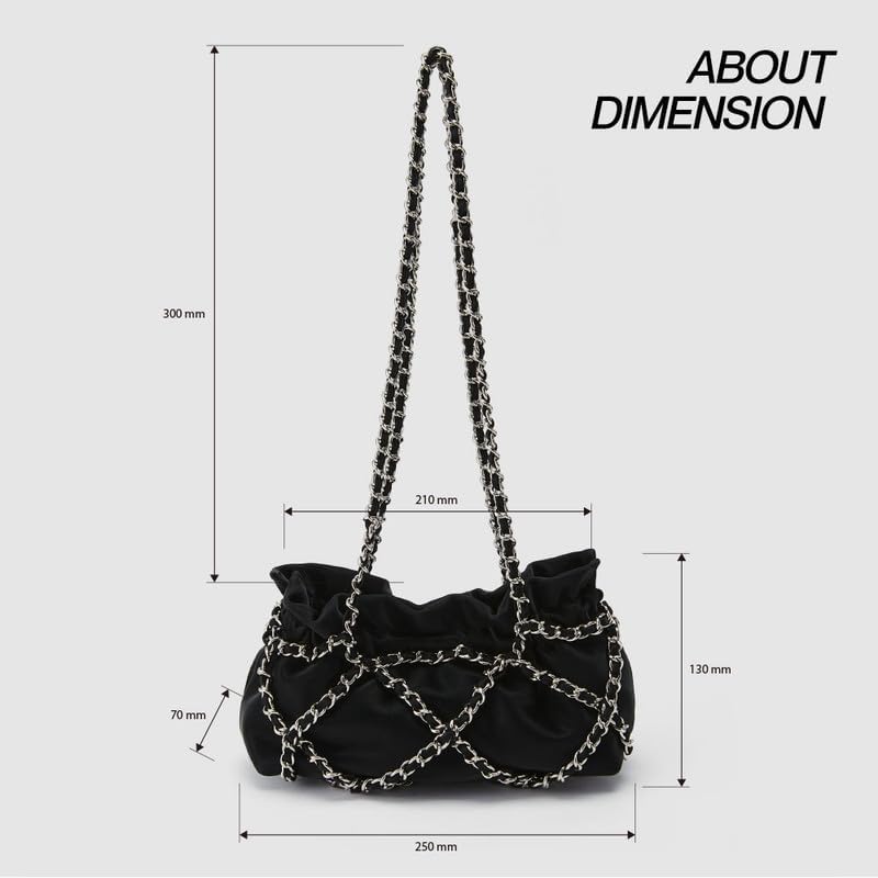 URBAN REVIVO Women's Fashion Ruched Shoulder Bag Crossbody Casual Bag With Chain Medium