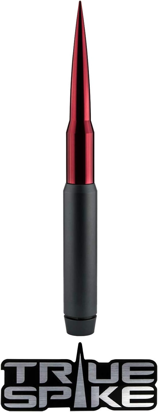 TRUE SPIKE 9 inch Gunmetal RED TIP PENETRATOR Fat Bullet Antenna with Anti-Theft + Copper Coil in Heavy Gauge CNC Machined Billet Aluminum Short Compatible with Jeep Wrangler JK JKU JL JLU