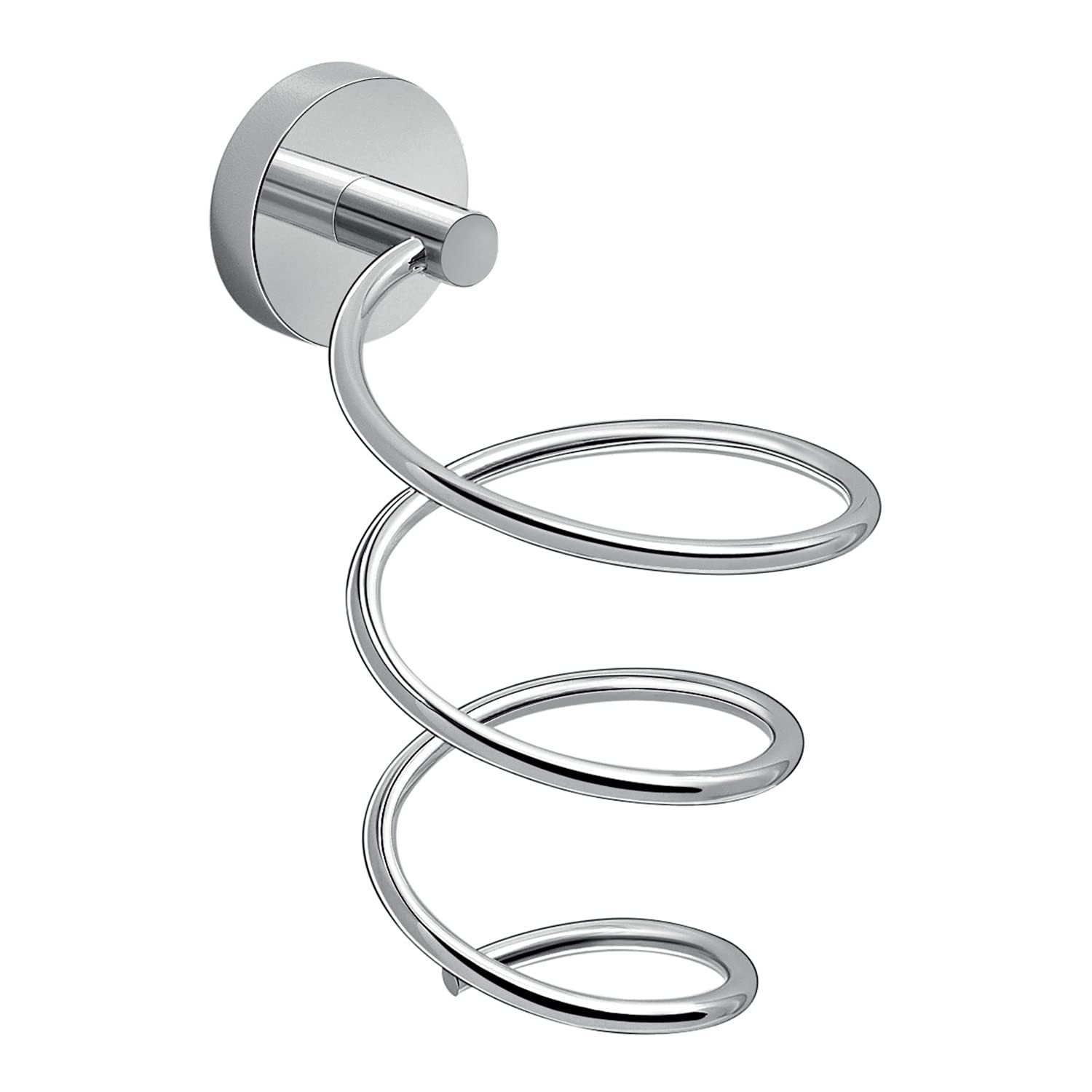 Gedy Osaka, Chrome Hair Dryer, Measures 17 x 9.5 x 12.5 cm, Hair Dryer Holder Made of Cromall, Stainless Steel and Satin Glass Containers, 10 Years Warranty, R&D Design, Unique