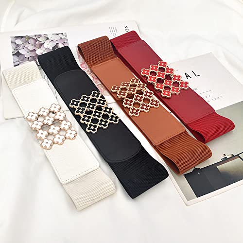 YOU&M Women's Sweet Small Flower Buckle Waist Belt Elastic Stretch Corset for Cute Elegant Dress Plus Size Belt3