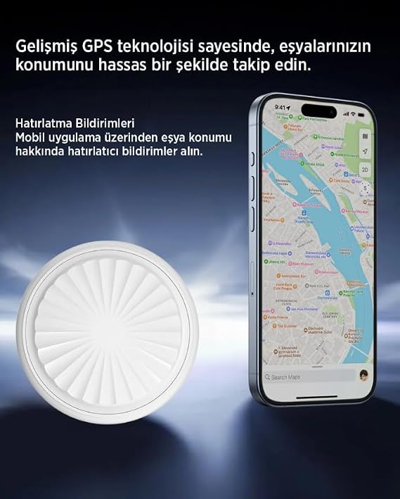 iOS ve Android Uyumlu Akıllı GPS Takip Cihazı – Anahtar, Cüzdan, Araç, Kargo ve Evcil Hayvanlar İçin Bluetooth Destekli Güvenli Konum Belirleyici Smart Tag