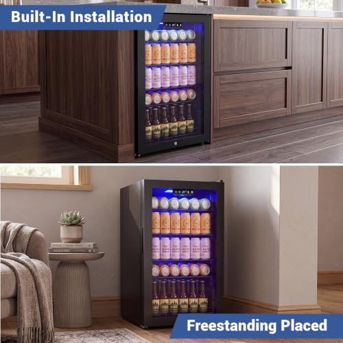 Image of 20 inch Beverage Refrigerator, 3.4 Cu. Ft. Drink Cooler with Glass Door Black
