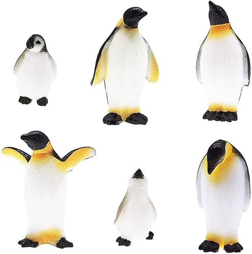 Miniatura 1 de MAOMIA 6 piezas lindo modelo de pingüino de animales del océano para niños, colección de figuras de pingüinos realistas antárticos, huevos de