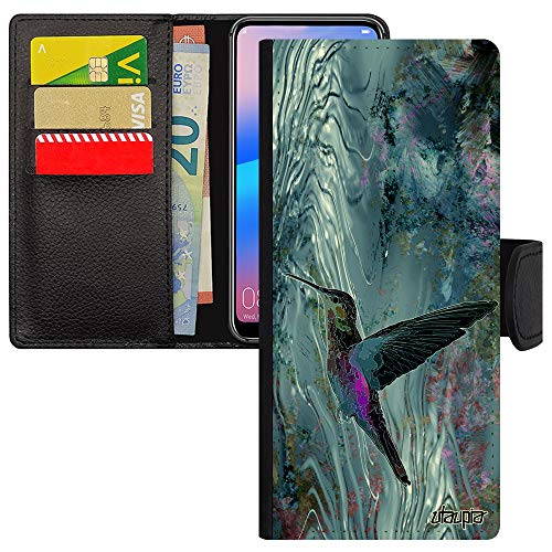 Coque Samsung S20 Ultra simili cuir colibri oiseau rabat bleu