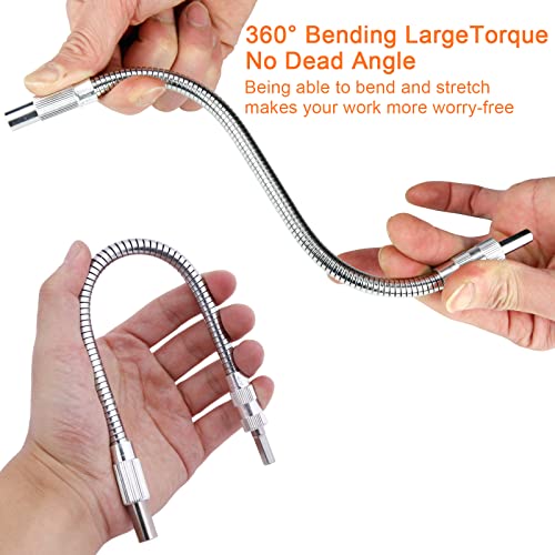 2 Pc Flexible Drill Bit Extension - 1/4" Magnetic Hex Soft Flexible Shaft Extension For Drill - 7.9" And 11.8" Quick Change Hex Shank Flex Drill Bit Extension For Furniture, Computer Chassis, Cabinets #TOP2