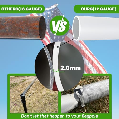 Image of NELXINJO Heavy Duty 25FT Flag Pole 100MPH Wind Test Outside House, Silver