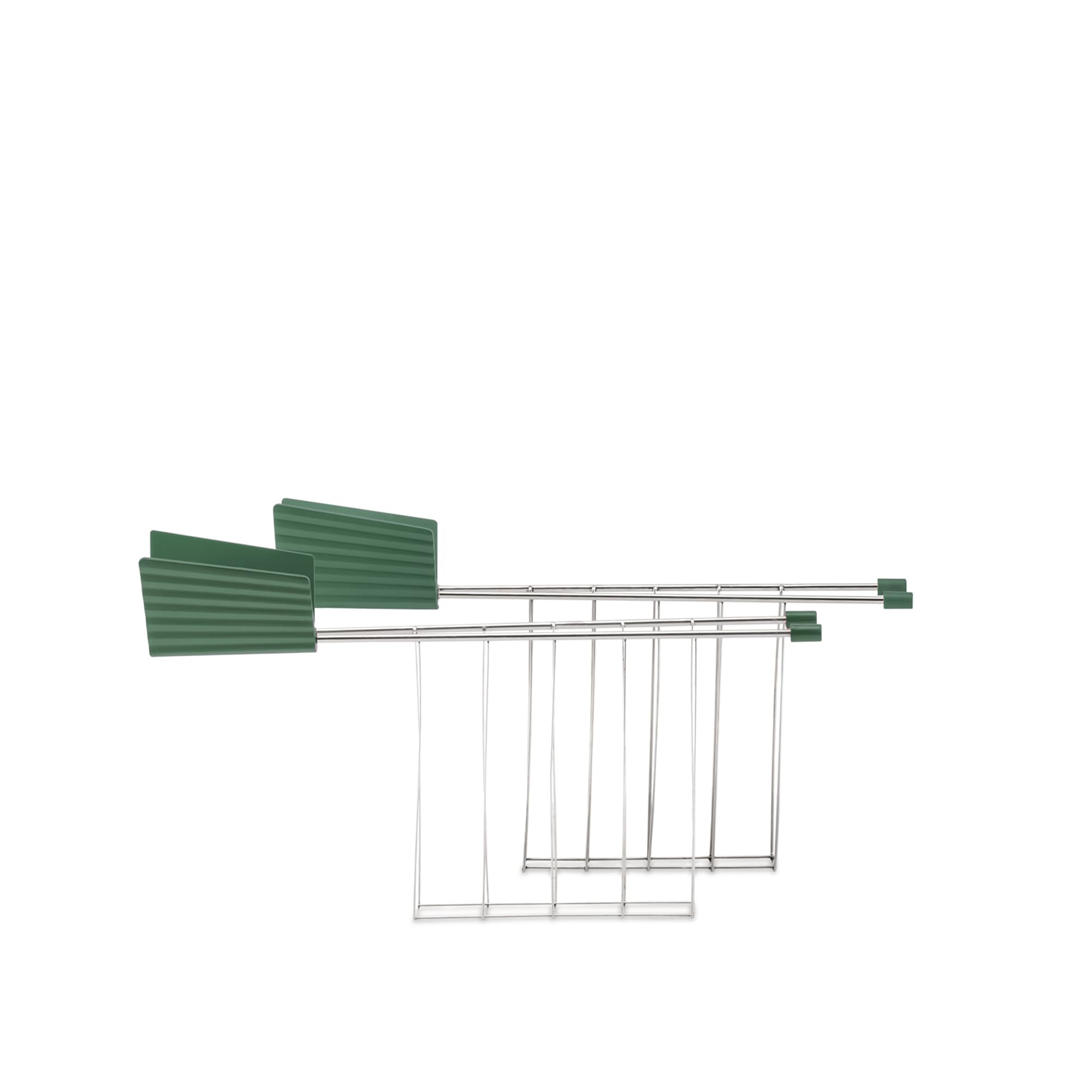 Alessi Plissé MDL08RA GR - Set of Two Design Toaster Racks in Steel and Thermoplastic Resin, Green