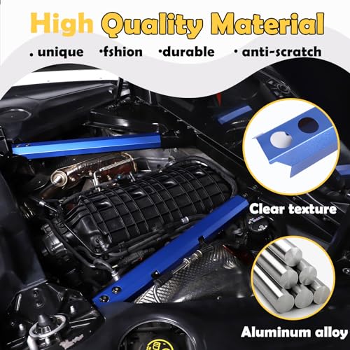 Image of CHEAYAR Engine Bay Panel Cover Compatible with Chevrolet Corvette C8 2020-2023, Engine Shroud Cover Panel Trims, C8 Accessories 2PCS (Engine Rod - Blue)