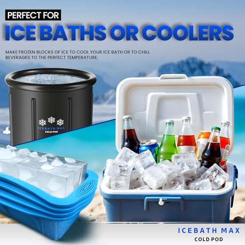 Cold Plunge Tub - Essential Bundle inludes 4X Ice Blocks: Extra Large Ice Block for Ice Bath, 4 Pack Big Ice Cube Blocks, Silicone Ice Bath Accessories for Cold Plunge