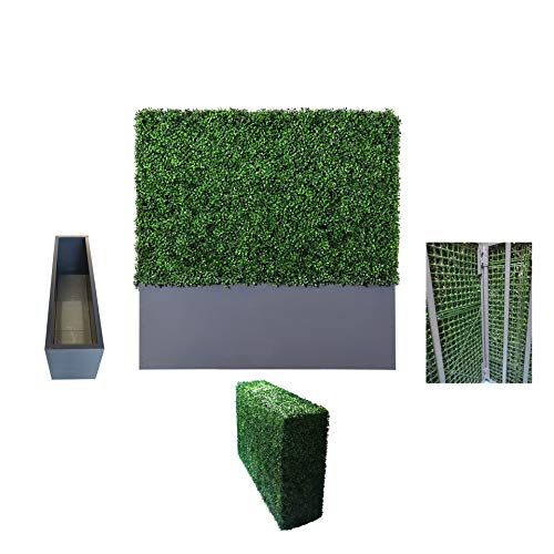 Agpl Upgraded Artificial Boxwood Hedge Wall With Gray Color Planter Room Divider And Privacy Wall Backdrops (48" H 48" W 12" D) #TOP5