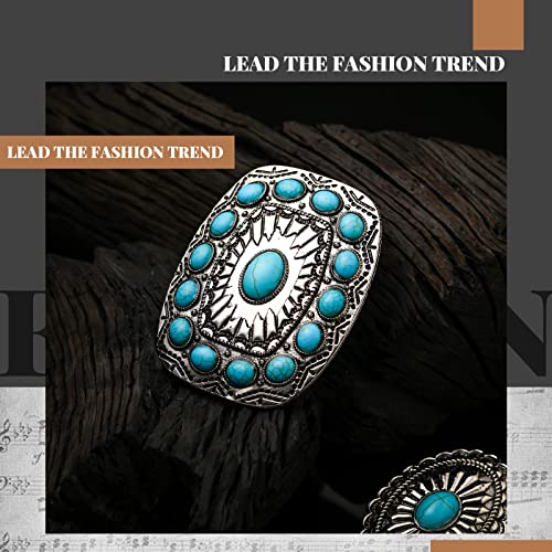 Xunyee 2 Pcs Turquoise Belt Buckle Vintage Western Buckles Cowboy Cowgirl Turquoise Jewelry Western For Ladies Girls Women #TOP1