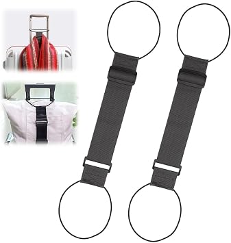 Multi Use Strong Adjustable Luggage Connector Straps, 2026 New Suitcases Rainbow Travel Straps Waterproof, Upgrade Wear-Resistant Luggage Connector Straps Secure Stacking Black X2