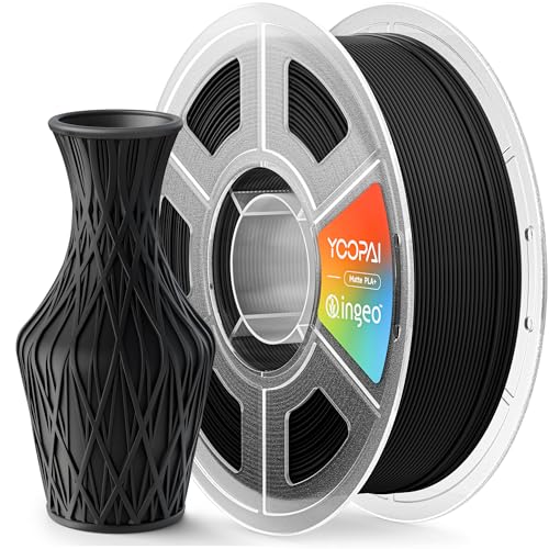 Image of PLA+ Matte Filament 1.75mm, Soft Matte Finish, Reduced Layer Lines, 1KG (2.2lbs) 3D Printer PLA Filament, Dimensional Accuracy + /- 0.02 mm, Charcoal Black