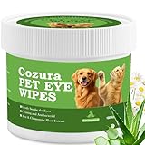 Cozura Dog Eye Wipes, Tear Stain Remover for Dogs & Cats - 100ct Hypoallergenic Pet Eye Cleaning Pads for Crust, Gunk & Discharge - Gentle Grooming Wipes for Sensitive Eyes, Wrinkles & Folds