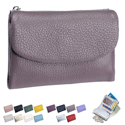 Joyfullygo Wallet, Unisex Pebble Leather Wallet,Unisex Soft Pebble Leather Wallets Womens,Short Purse for Coins and Cards,Multicolor Zipper Coin Holder (O)
