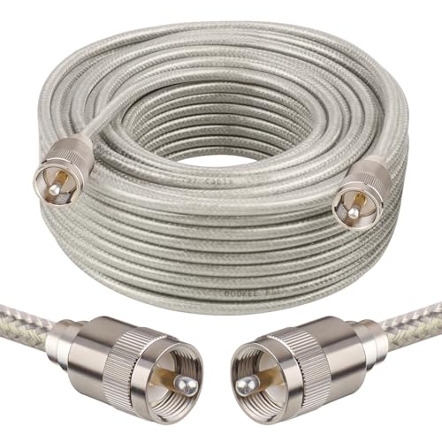 Câble coaxial RG8x de 22,9 m avec connecteurs UHF PL259 mâle pour antenne CB et radio