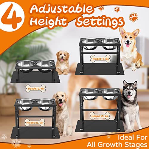 Diropet Elevated Dog Bowls 4 Height Adjustable Raised Dog Bowl With 2 Stainless Steel Dog Food Bowls,Silicone Placemat,Non-Slip Stand For Large Medium Small Dogs And Pets #TOP1