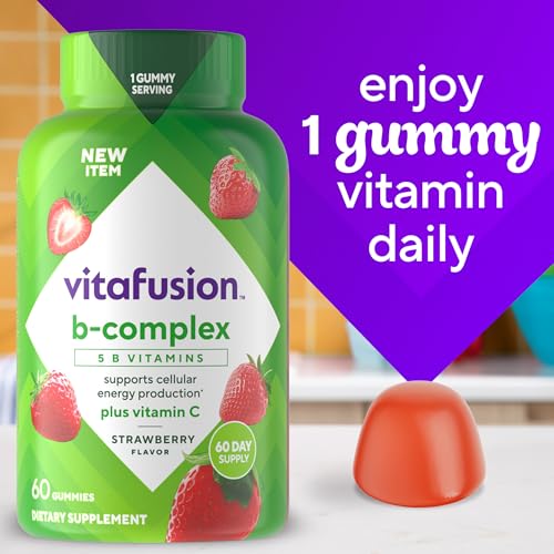 Vitafusion B-Complex Gummy Dietary Supplements, with 5 B Vitamins to Support Cellular Energy Production (1), Plus Vitamin C, Strawberry Flavor, 60 Count (Pack of 2) - image 6