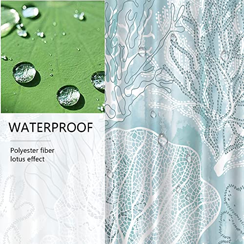 Light Aqua Blue Shower Curtain Novelty Undersea Plant Coral Floral Bathtub Curtain Cloth Fabric Bathroom Shower Curtain #TOP4