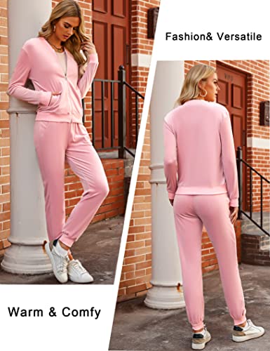 Womens Velour Sweatsuits Set 2 Piece Full Zip Tracksuits Loungewear Pajamas Set With Pockets #TOP1