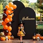 7.2FT Black Arch Backdrop Cover - Polyester Fitted Wedding Arch Stand Covers Round Top Chiara Arch Backdrop Cover for Birthday Party Banquet Photo Background Decoration - Image 2