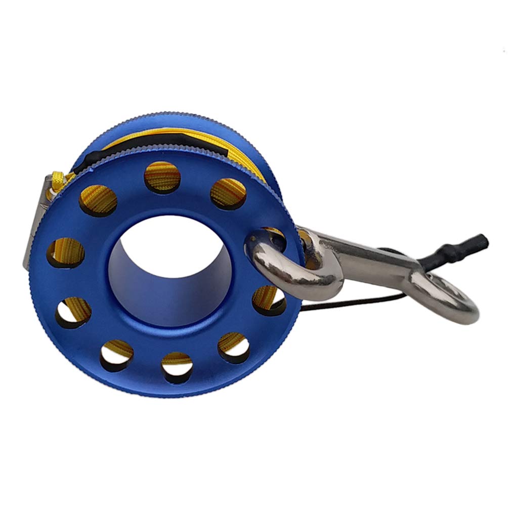 B Baosity Aluminium Spule mit Leine Karabinerhaken Fingerreel Finger Reel zum Tauchen - Blau