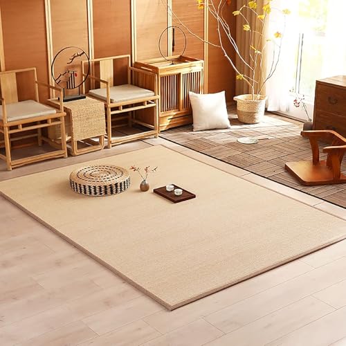 Tapis de sol marron tissé main 90x180 polyvalent epais pour interieur exterieur