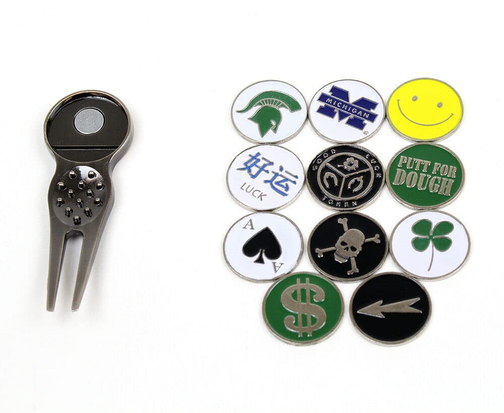 Player Supreme Divot Tool & Visor Clip Golf Ball Marker Sets (Each Sold Separately)