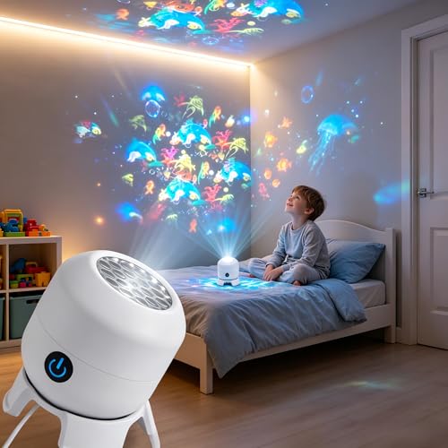 Projecteur LED dynamique rotatif, veilleuse rotative avec socle, rotation à 360 °, océan et flocon de neige, lampe de projection pour chambre d'enfant,...