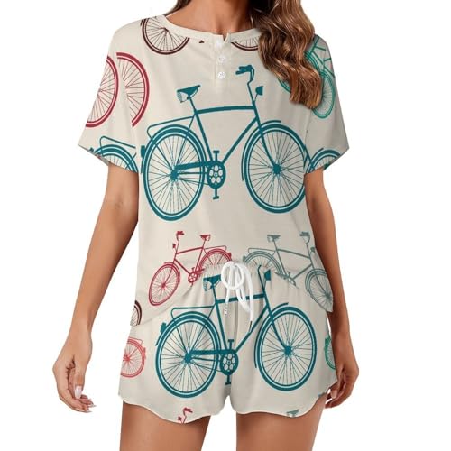 Pyjama de nuit femme manches courtes ensemble léger contre la chaleur d'été