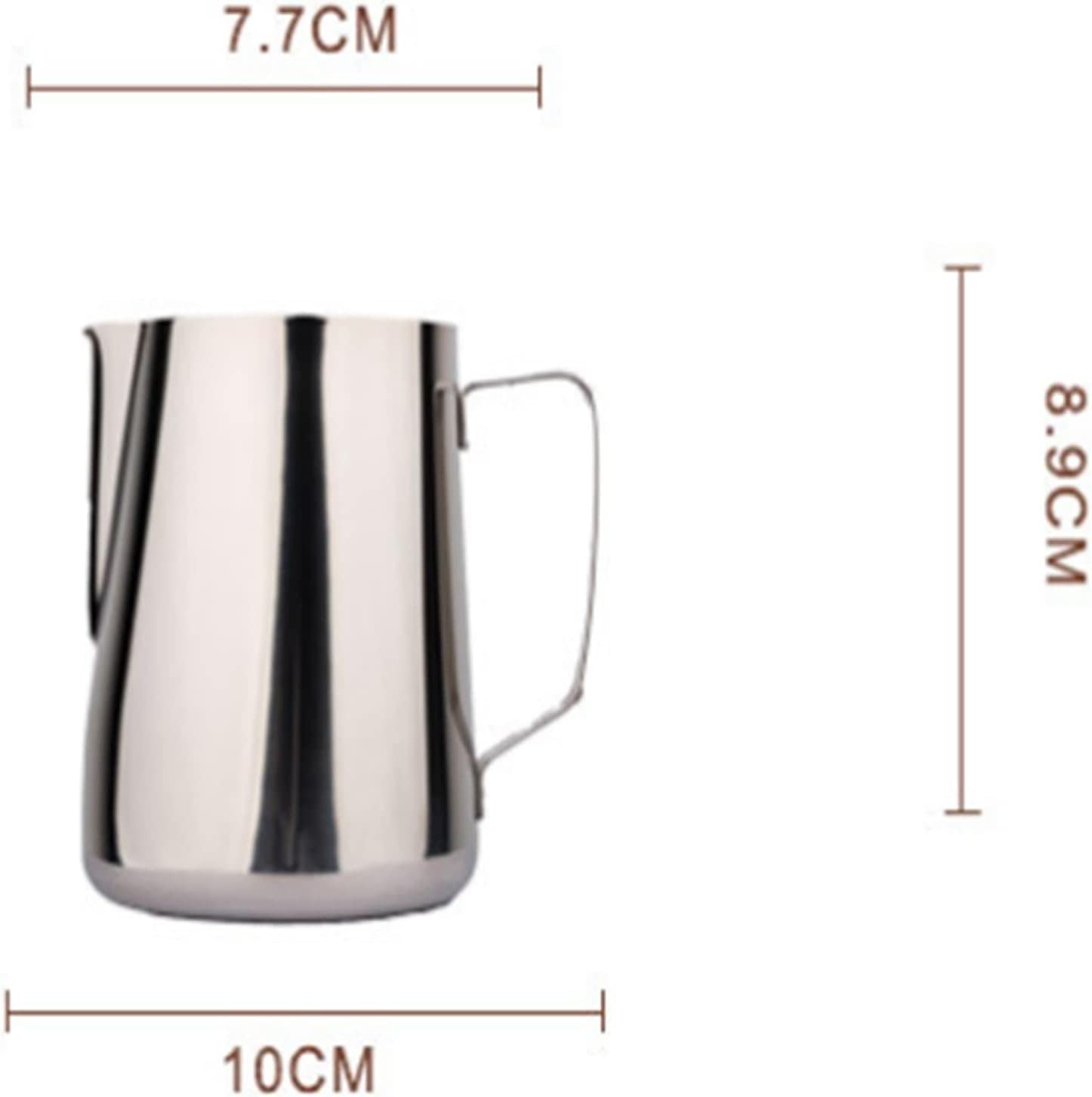 jarra de leche, Jarra for espumar leche for cafetera, taza de acero inoxidable, jarra, con forma flor, escala, for espuma