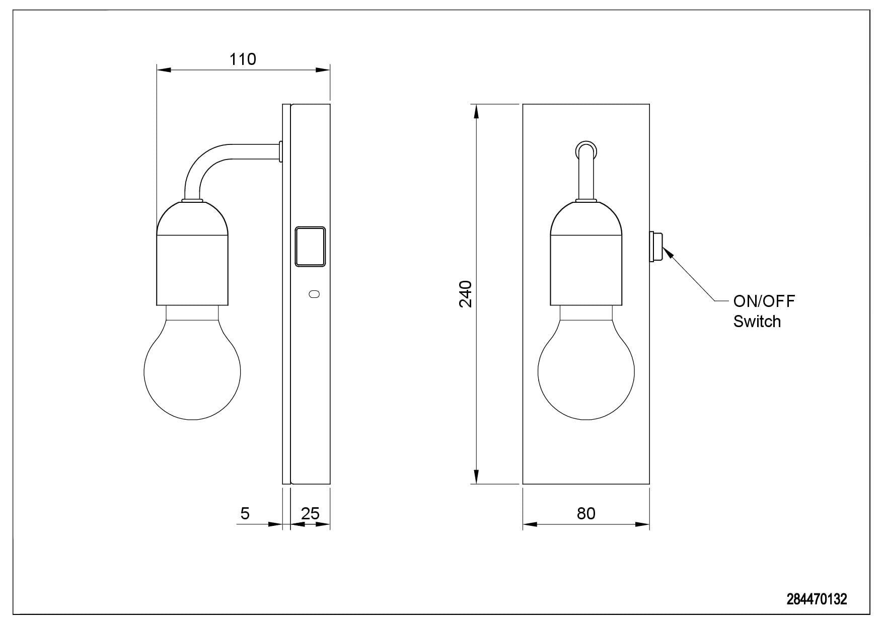 Trio Leuchten Applique de salle de bain ARTURO 284470132, Métal Noir mat, bois naturel, excl. 1x E27