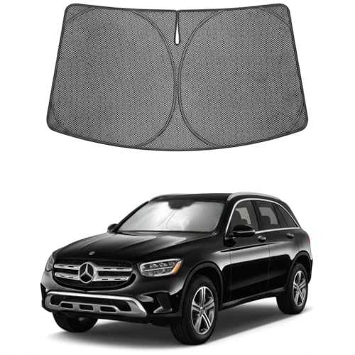 Image of Proadsy Windshield Sun Shade Custom Fit Mercedes-Benz GLC 260 300 2023-2026 Ice Crystal Black Front Window Sunshade UV and Heat Blocker Foldable Visor Keeps Car Cooler for Summer Parking and Daily Use
