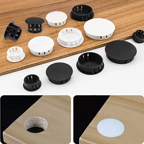 Image of Heyiarbeit 50pcs Hole Plugs 1 /2 inch / 13mm Nylon Plastic Round Snap in Type Locking Hole Tube Furniture Fencing Post Pipe Insert End Caps White Tone