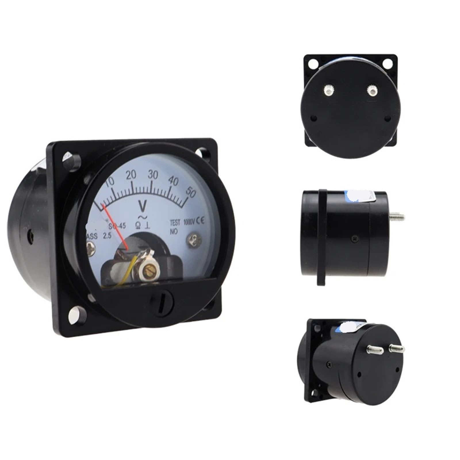 Voltmètre SO-45 AC 1V cadran analogique rond noir pour tableau - 4