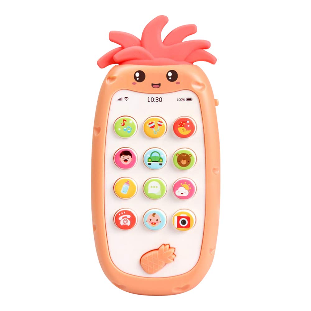 Walmeck Baby Cell Phone Toy Interactive Educational Musical Teether Smartphone with Light Music Various Sounds for Toddlers Boys Girls Orange Yellow Green