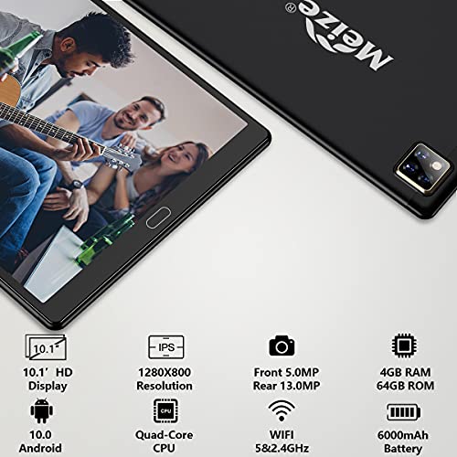 Tablet 10 Inch Android 10.1 Tablets 4GB RAM, 64GB ROM with 5+13MP Camera, 5G WiFi, 6000mAh, Bluetooth 5.0, Quad-Core… - Image 3
