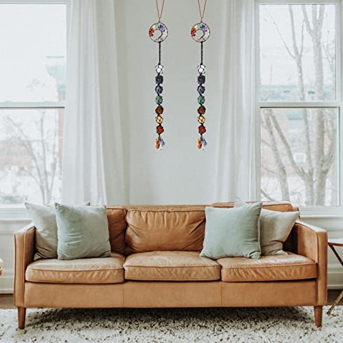Xiuqilai 7 Chakra Tree Of Life Healing Crystals Stones Hanging Ornament Hippie Boho Car Accessories Rear View Mirror Interior Decor Room Home Wall Meditation Christmas Tree Decoration For Women Men #TOP2