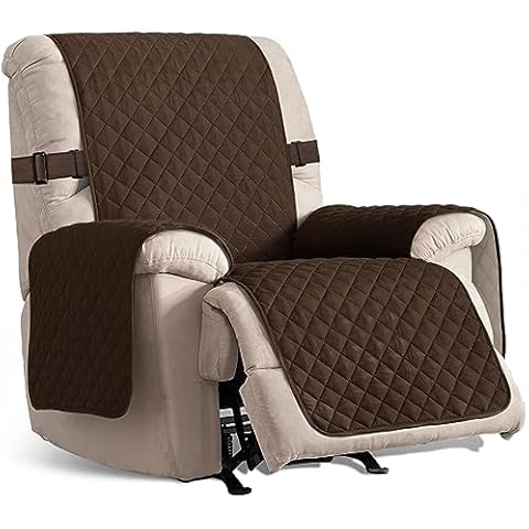 HOMERILLA Recliner Chair Covers Reversible Recliner Cover Washable Recliner Covers for Medium Recliner with Adjustable Straps Protector for Pets (Recliner 23.6", Chocolate/Beige) Cover