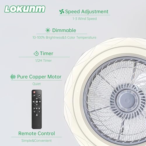 Image of CITRA Metal 500 MM Hexa Mesh Ceiling Light with Fan LED Chandelier - Warm White