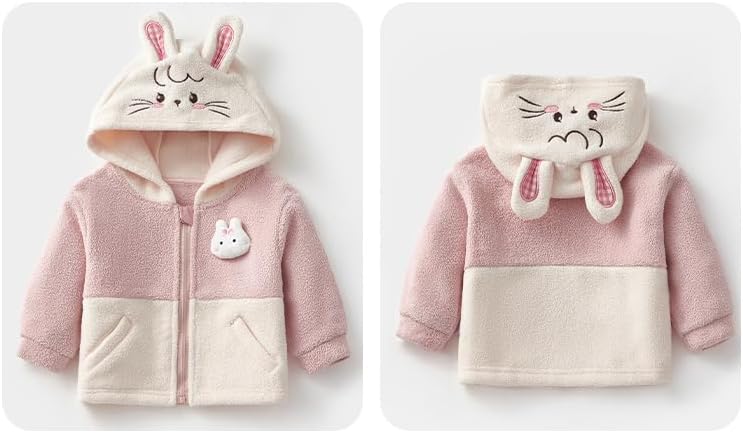 Baby Gilrs Hooded Jacket Soft Winter Warm Fleece Hoody Outerwear Jacket Coat - Image 3