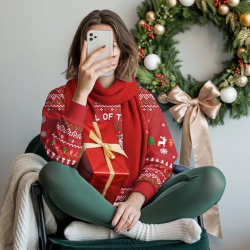 Image of 99TIMORO Movie Printed Ugly Christmas Sweater, Holiday Crewneck Sweatshirt 2025, Unisex Long Sleeve Pullover, Vacation Themed