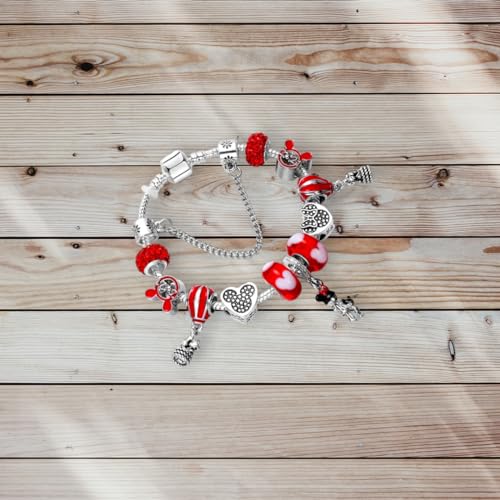 Cartoon Mouse Charms Bracelet, Silver Plated Anti-Tarnish Alloy, 20CM, SHAPER6813594129683