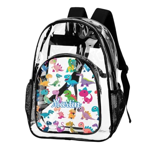 Personalized Cute Dinosaur Clear Backpack for Stadium Events See Through Transparent Backpack Boys Girls Back To School Gifts Travel Bags2