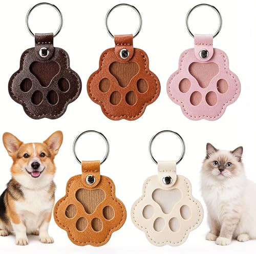 NYPRIC 5PCS Paw-Shaped Pet Hair Storage Keychain | Dog & Cat Fur Keepsake Keychain